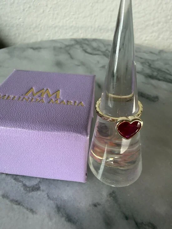Hard to Find Melinda Maria Red Amelie Heart Ring - 5 - Picture 7 of 17